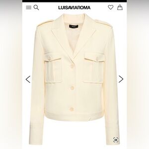 Theory Wool Blend Boxy Ivory Gab Military Boxy Twill Crop Jacket Blazer NWT 12
